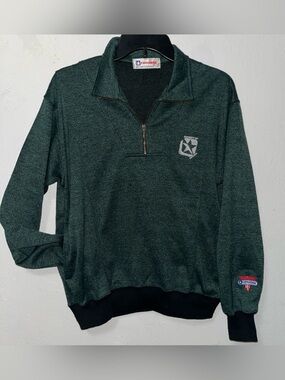 VINTAGE Convers Sweater Mens Medium Green 1/4 Zip Sweatshirt USA 90s